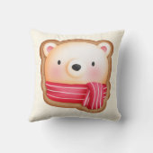 レッドスカーフの可愛いクマ顔クリスマスクッキー クッション (裏面)