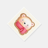 レッドスカーフの可愛いクマ顔クリスマスクッキー スタンダードカクテルナプキン (角)