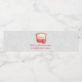 レッドスカーフの可愛いクマ顔クリスマスクッキー ペットボトルラベル (シングルラベル)