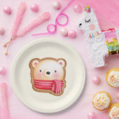 レッドスカーフの可愛いクマ顔クリスマスクッキー ペーパープレート (パーティー)