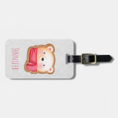 レッドスカーフの可愛いクマ顔クリスマスクッキー ラゲッジタグ (正面横)