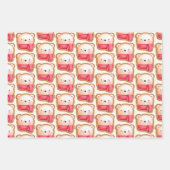 レッドスカーフの可愛いクマ顔クリスマスクッキー ラッピングペーパーシート (正面2)