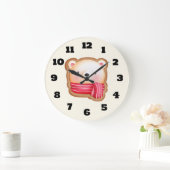 レッドスカーフの可愛いクマ顔クリスマスクッキー ラージ壁時計 (ホーム)