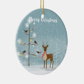 レッドスカーフ付きクリスマスディアー セラミックオーナメント (右)