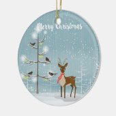 レッドスカーフ付きクリスマスディアー セラミックオーナメント (左)