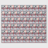 レッドスカーフ付きクリスマスペンギン ラッピングペーパー (フラット)