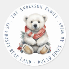 レッドスカーフ付きクリスマスポーラーベア差出人住所 ラウンドシール