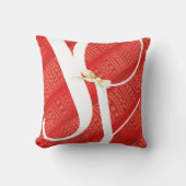 レッドスカーフ金ゴールドジョイタイポグラフィクリスマス クッション (正面)