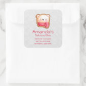 レッドスカーフ顔でかわいいクマのビジネス スクエアシール (バッグ)