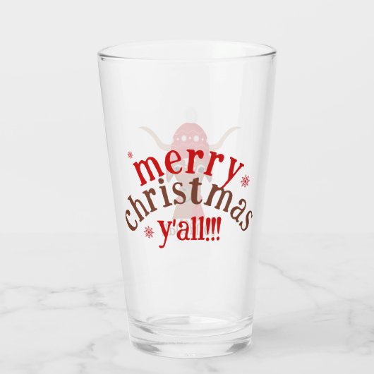 レッドスキーキャップとスカーフの漫画のロングホーン タンブラーグラス (裏面)