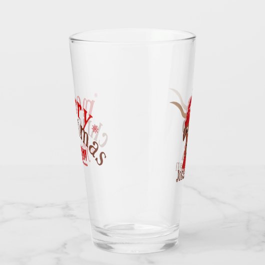 レッドスキーキャップとスカーフの漫画のロングホーン タンブラーグラス (右)