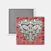 レッドスクエアエレガント設計者ハート磁石 マグネット (正面/裏面)