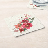 レッドスクエアコースターセット スクエアペーパーコースター (アングル)