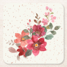 レッドスクエアコースターセット スクエアペーパーコースター