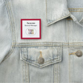 レッドスクエアネームタグ会社のロゴピンまたはマグネット 名札 (インサイチュ)