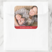 レッドスクエアベビー初めてのクリスマス写真シール スクエアシール (バッグ)