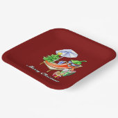 レッドスクエアメリークリスマススパイシーペッパー ペーパープレート (傾斜あり)
