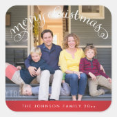 レッドスクエアメリークリスマスフォトシール スクエアシール (正面)