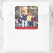 レッドスクエアメリークリスマスフォトシール スクエアシール (バッグ)