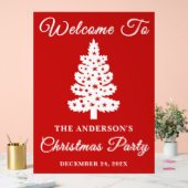 レッドスクリプトクリスマスホリデーパーティーへようこそ アクリルサイン (ウェディング)