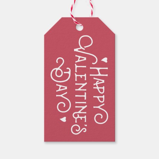 レッドスクリプトハッピーバレンタインデーのギフトタグ ギフトタグ (正面)