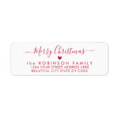 レッドスクリプトハートクリスマス差出人住所ラベル ラベル (正面)