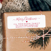 レッドスクリプトハートクリスマス差出人住所ラベル ラベル