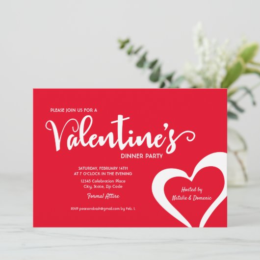 レッドスクリプトバレンタインディナーパーティの招待状 招待状 (スタンド正面)