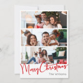 レッドスクリプトメリークリスマス垂直6写真 シーズンカード (正面)