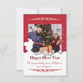 レッドスクリプト1枚の写真クリスマス、クリスマスカード カード (正面)