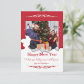 レッドスクリプト1枚の写真クリスマス、クリスマスカード カード (スタンド正面)