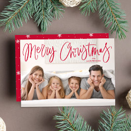 レッドスクリプト メリークリスマス 写真入り シーズンカード