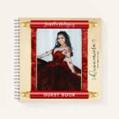 レッドスクロールフォトバジェットキンチェニェラゲストブック ノートブック (正面)