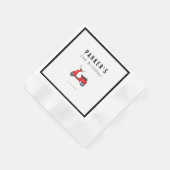 レッドスクーターテーマ誕生日 縁ありカクテルナプキン (角)