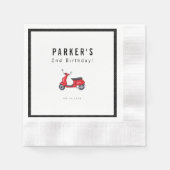 レッドスクーターテーマ誕生日 縁ありカクテルナプキン (正面)