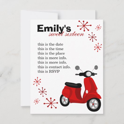 レッドスクーター 招待状 (正面)