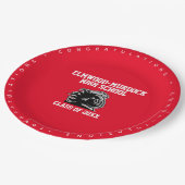 レッドスクールカラーズ卒業パーティー ペーパープレート (アングル)