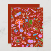 レッドスクールテーマのスクラップブックの背景紙 (正面/裏面)