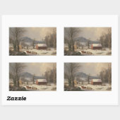 レッドスクールハウス(カントリーシーン) 1858 長方形シール (シート)