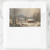 レッドスクールハウス(カントリーシーン) 1858 長方形シール (バッグ)