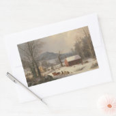 レッドスクールハウス(カントリーシーン) 1858 長方形シール (封筒)