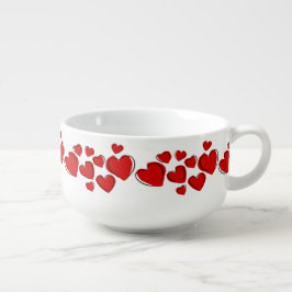 レッドスケッチーハートデザインスープマグ スープマグ