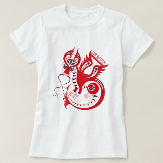 レッドスケッチ中国のドラゴン Tシャツ (デザイン正面)