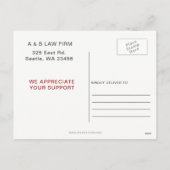 レッドスケールホリーリースシンプル弁護士クリスマス シーズンポストカード (裏面)