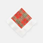 レッドスコットタータンチェックコーインドカクテル紙ナプキンス 縁ありカクテルナプキン (角)
