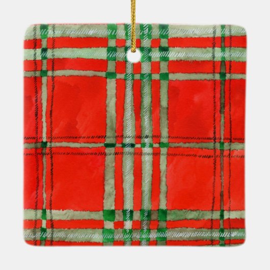 レッドスコットタータンチェックセラミックスクエアオーナメント セラミックオーナメント (裏面)
