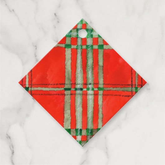 レッドスコットタータンチェックダイヤモンドギフトラベル フェイバータグ (正面)