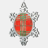 レッドスコットタータンチェックピュータースノーフレークオーナメント スノーフレークピューターオーナメント (右)