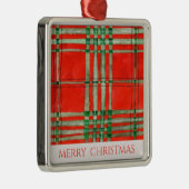 レッドスコットタータンチェックプレミアムスクエアオーナメント+文字 メタルオーナメント (右)