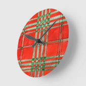 レッドスコットタータンチェックラウンドアクリル壁時計 ラウンド壁時計 (傾斜)